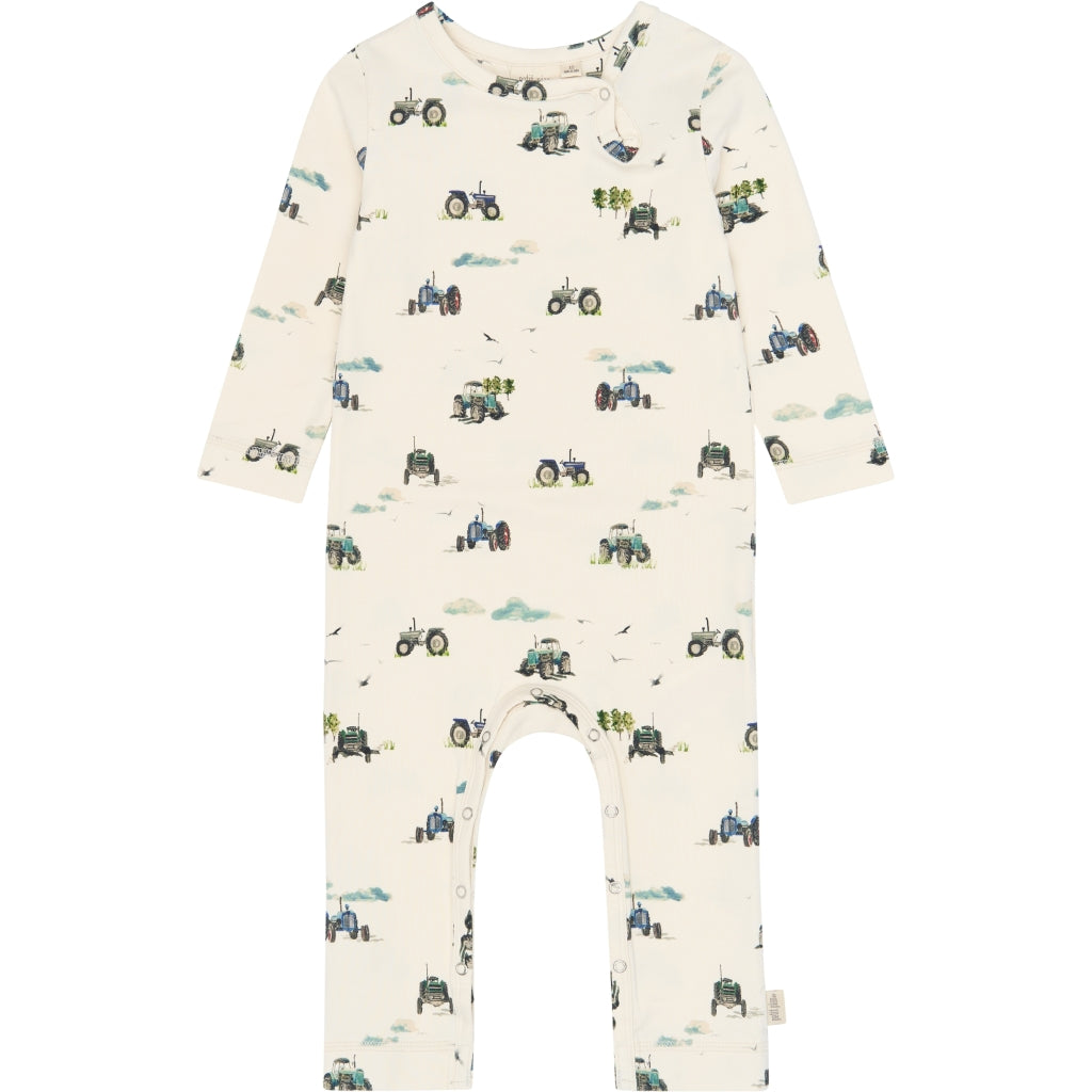 PETIT PIAO PPStar L_S Jumpsuit Heldragter Eggnog Tractor AOP