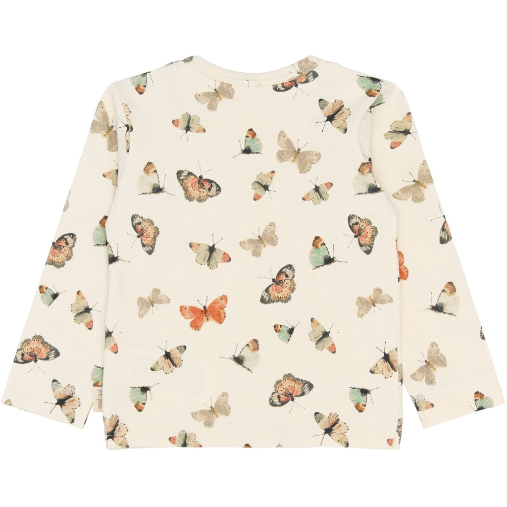 PETIT PIAO PPStar L_S Tee Langærmet bluse Eggnog Butterfly AOP