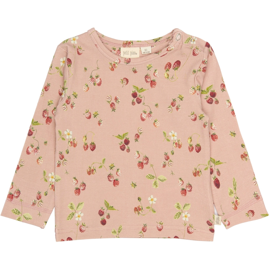 PETIT PIAO PPStar L_S Tee Langærmet bluse Misty Rose Strawberry AOP
