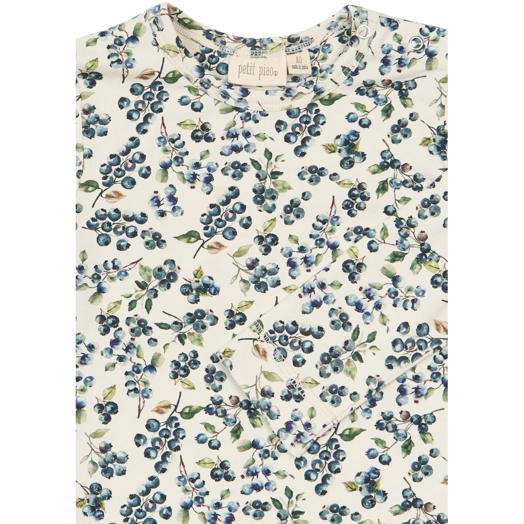 PETIT PIAO PPStar L_S Tee Langærmet bluse Eggnog Blueberry AOP