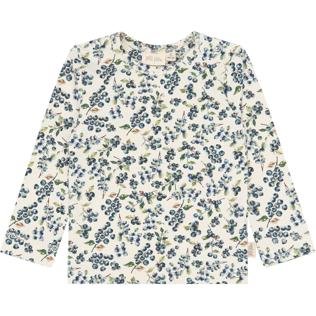 PETIT PIAO PPStar L_S Tee Langærmet bluse Eggnog Blueberry AOP