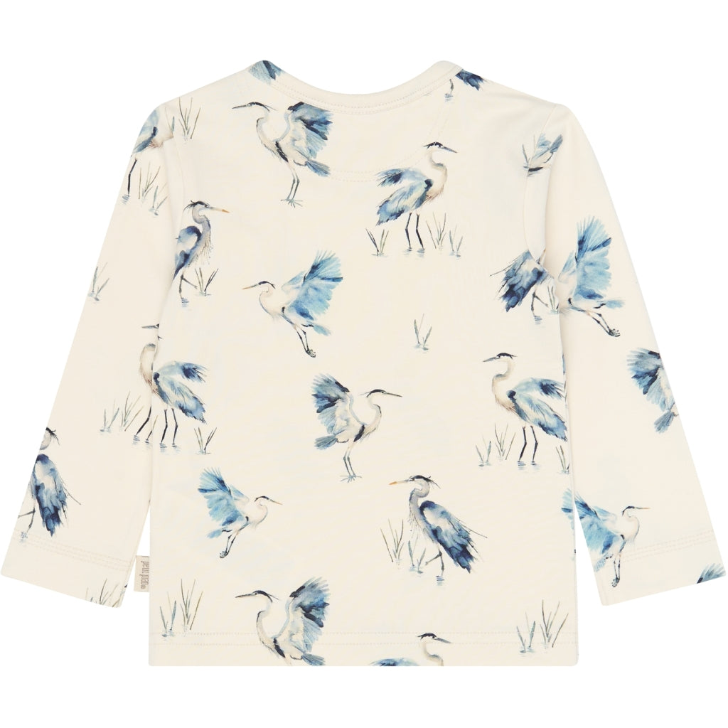 PETIT PIAO PPStar L_S Tee Langærmet bluse Eggnog Heron AOP