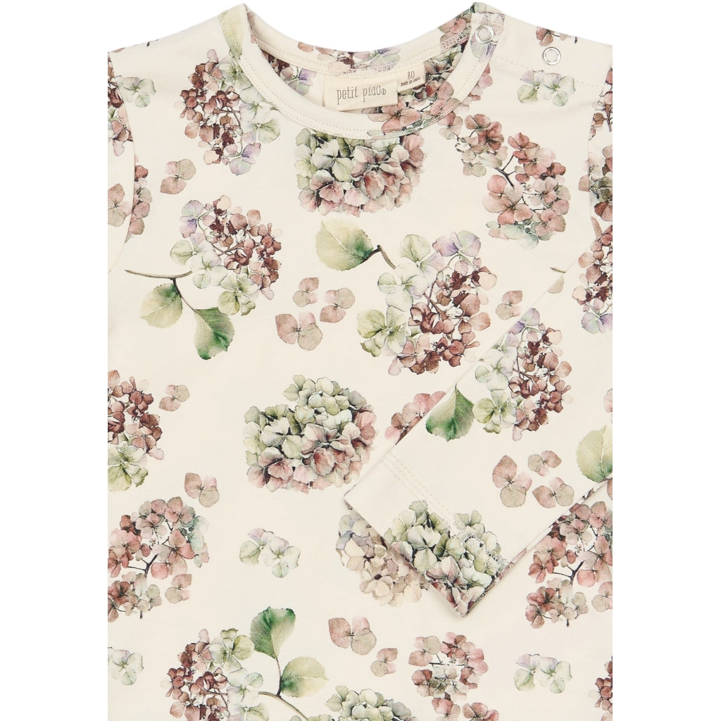 PETIT PIAO PPStar L_S Tee Langærmet bluse Eggnog Hydranger AOP