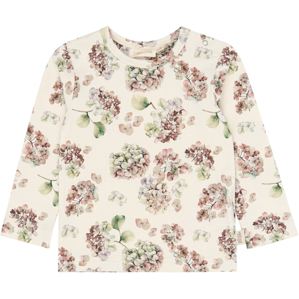 PETIT PIAO PPStar L_S Tee Langærmet bluse Eggnog Hydranger AOP