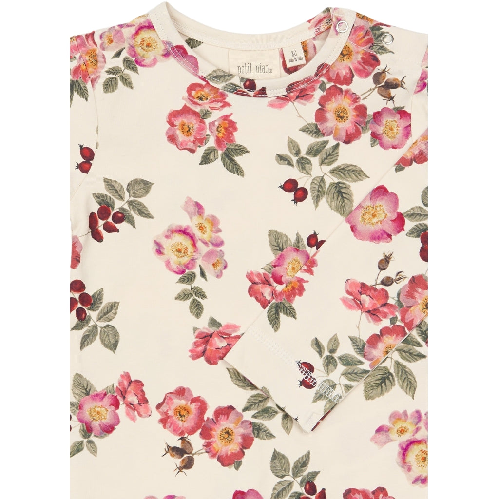 PETIT PIAO PPStar L_S Tee Langærmet bluse Eggnog Rosehip AOP