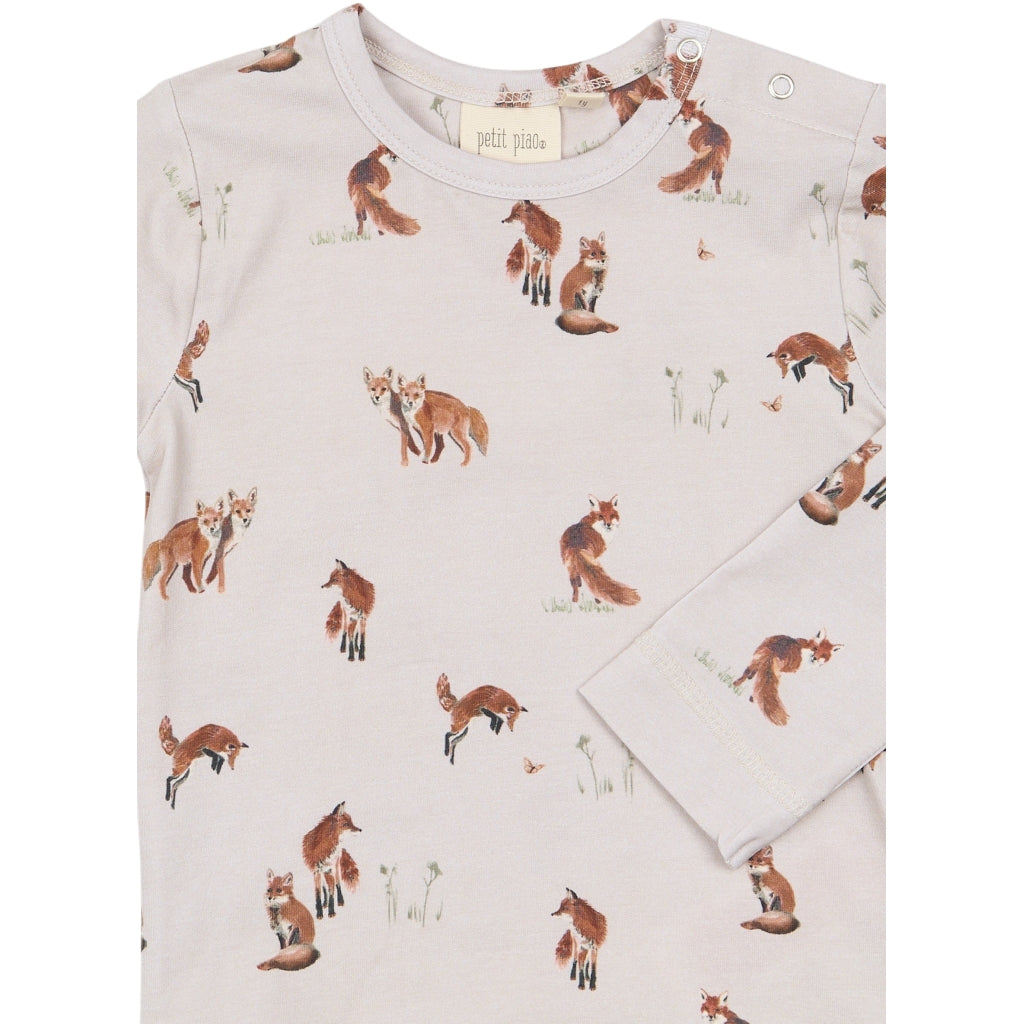 PETIT PIAO PPStar L_S Tee Langærmet bluse Gray Morn Fox AOP