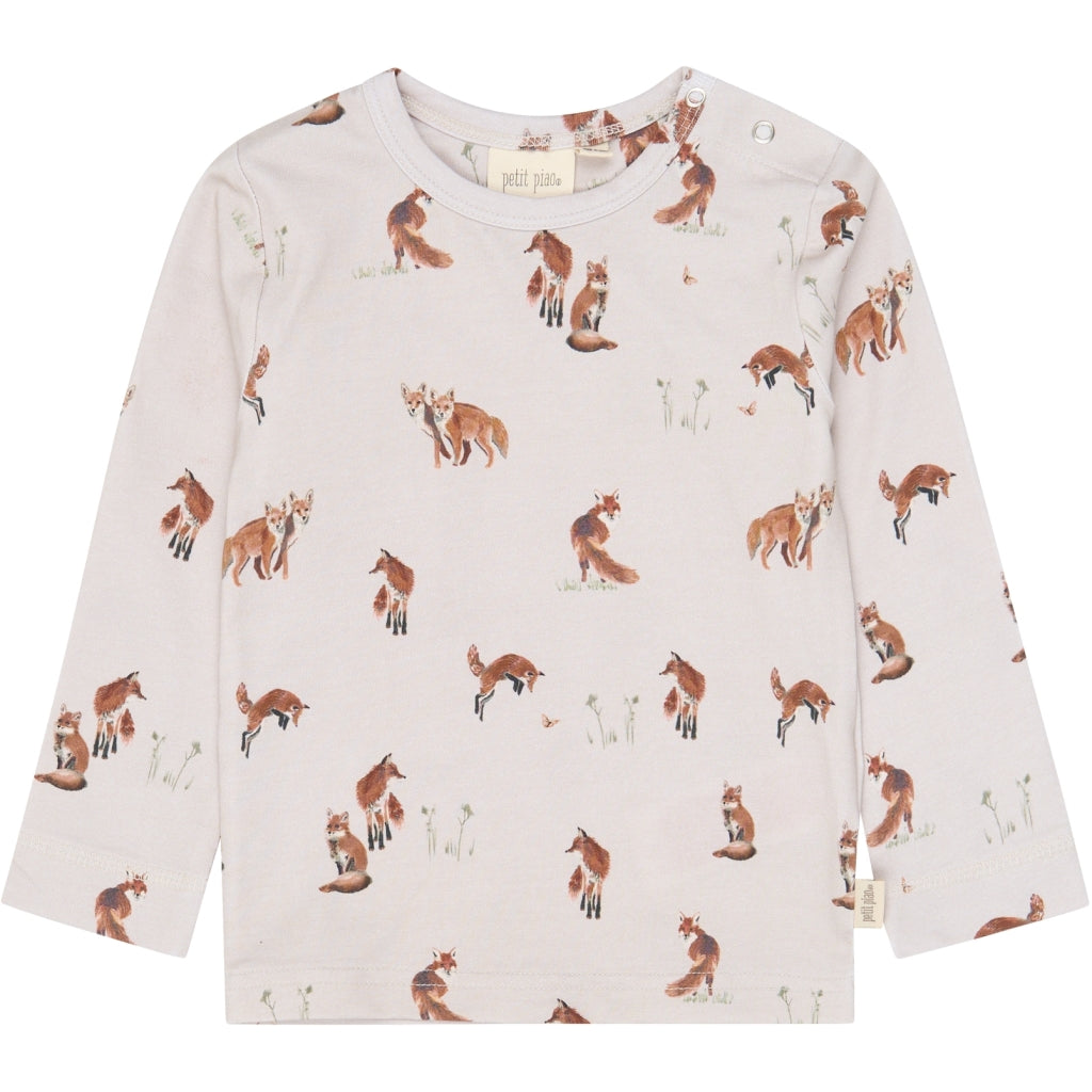 PETIT PIAO PPStar L_S Tee Langærmet bluse Gray Morn Fox AOP
