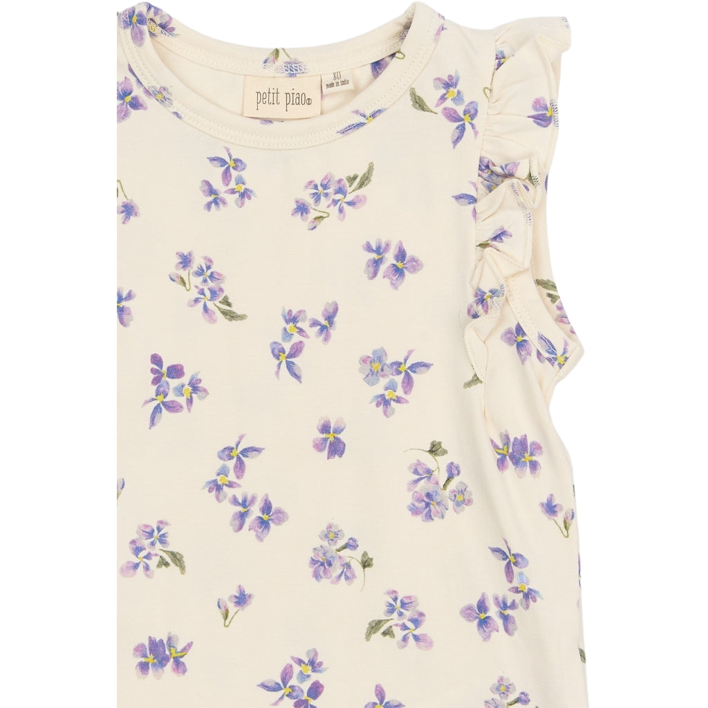 PETIT PIAO PPStar S_L Tee Kortærmede top Eggnog Viola AOP