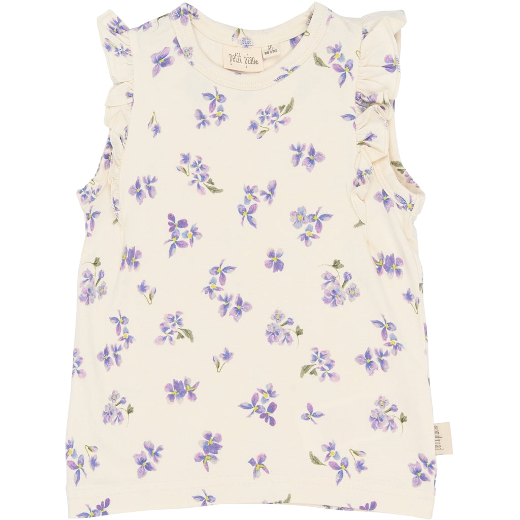 PETIT PIAO PPStar S_L Tee Kortærmede top Eggnog Viola AOP