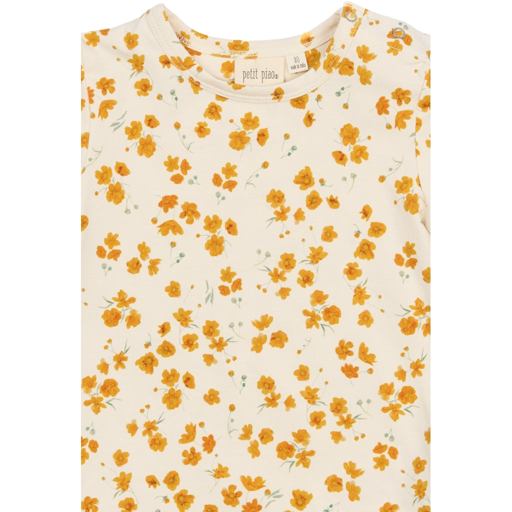 PETIT PIAO PPSun S_S Tee T-shirt Eggnog Buttercup AOP