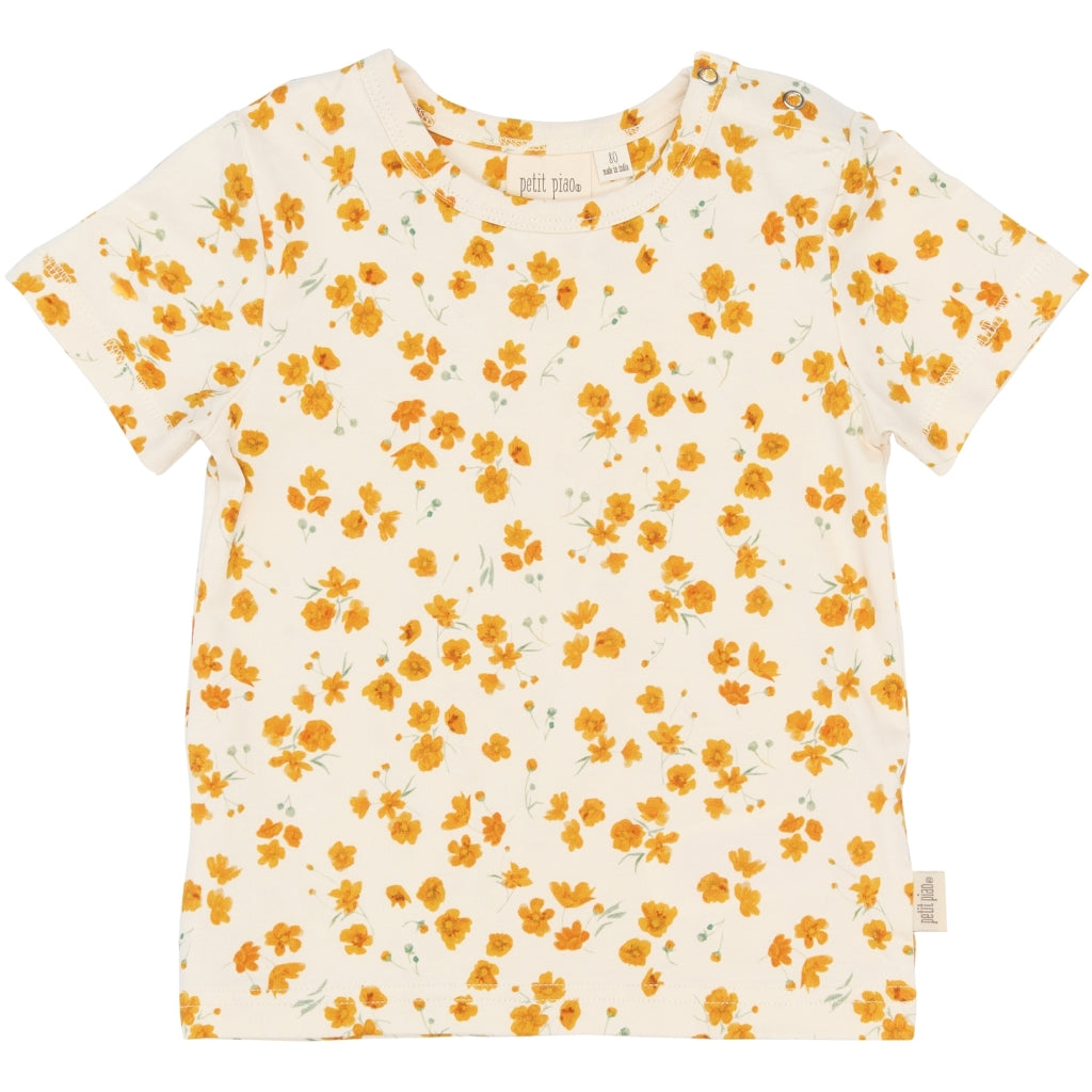 PETIT PIAO PPSun S_S Tee T-shirt Eggnog Buttercup AOP