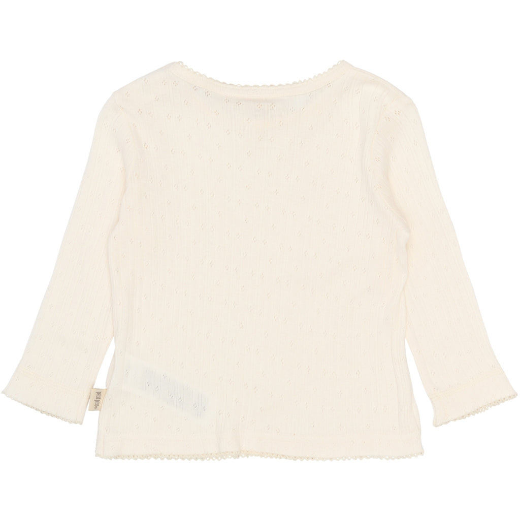 PETIT PIAO PPSuze L_S Pointelle Tee Langærmet bluse Eggnog