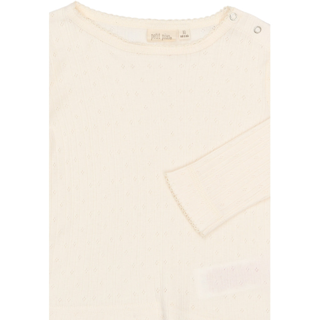 PETIT PIAO PPSuze L_S Pointelle Tee Langærmet bluse Eggnog