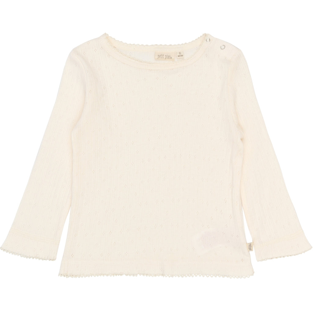 PETIT PIAO PPSuze L_S Pointelle Tee Langærmet bluse Eggnog