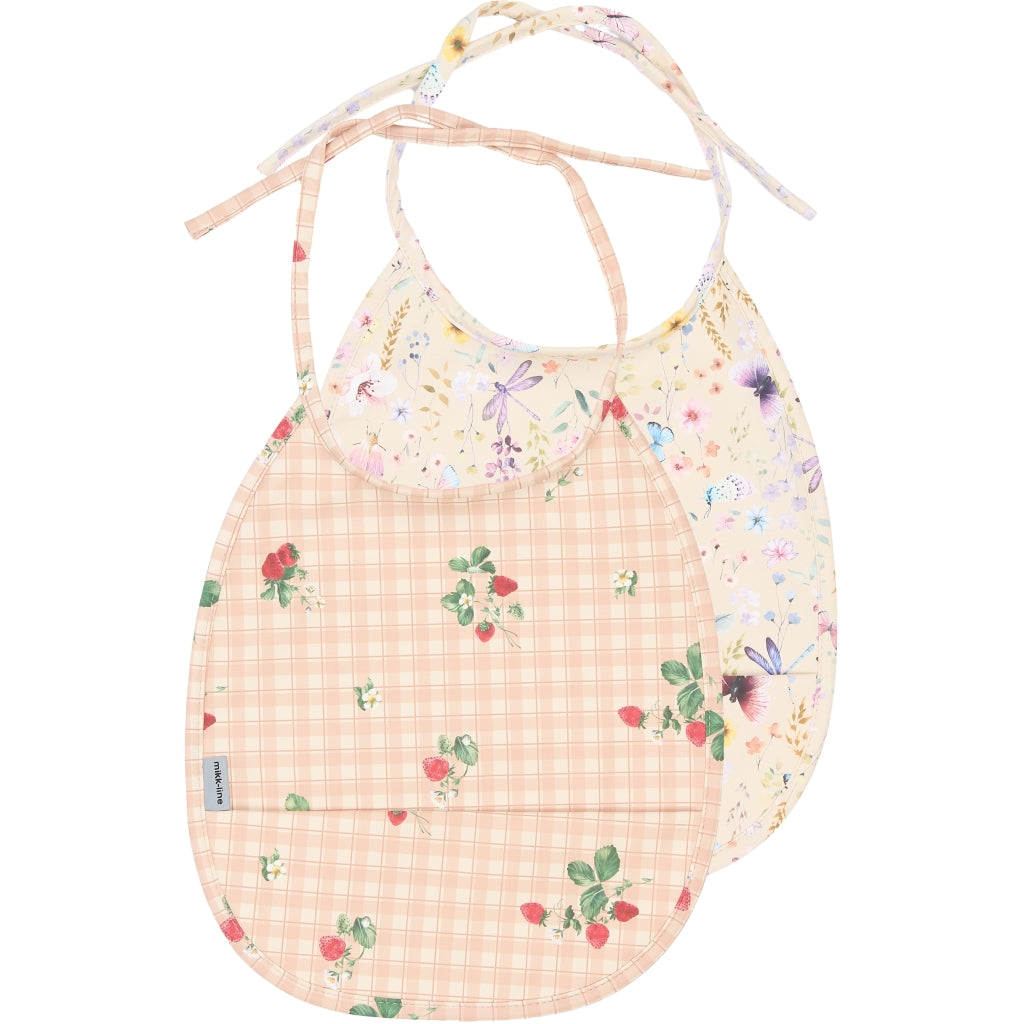Mikk-Line PU Hagesmæk - Kort m/Print - Recycled Hagesmække og savlesmække Butterfly/Strawberry