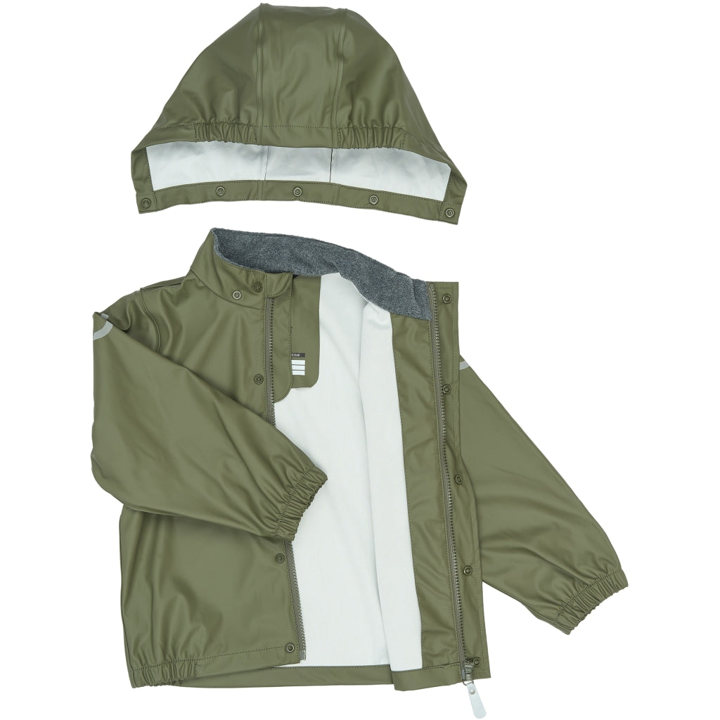 Mikk-Line PU Regnjakke (Ensfarvet) Regntøj Dusty Olive