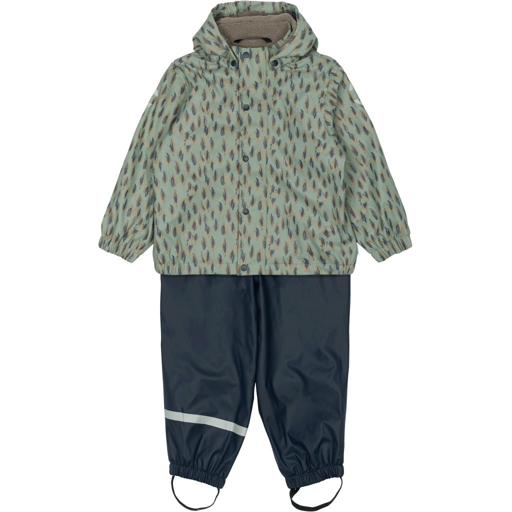 Mikk-Line PU Regntøj Fleece Foret (smækbukser 74-104) Regntøj Iceberg Green