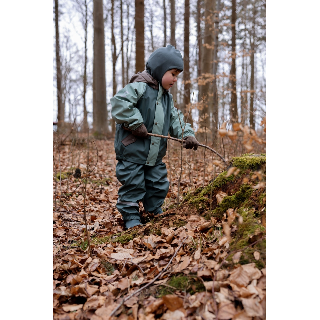 Mikk-Line PU Regntøj Fleece Foret (smækbukser 74-104) Regntøj Balsam Green