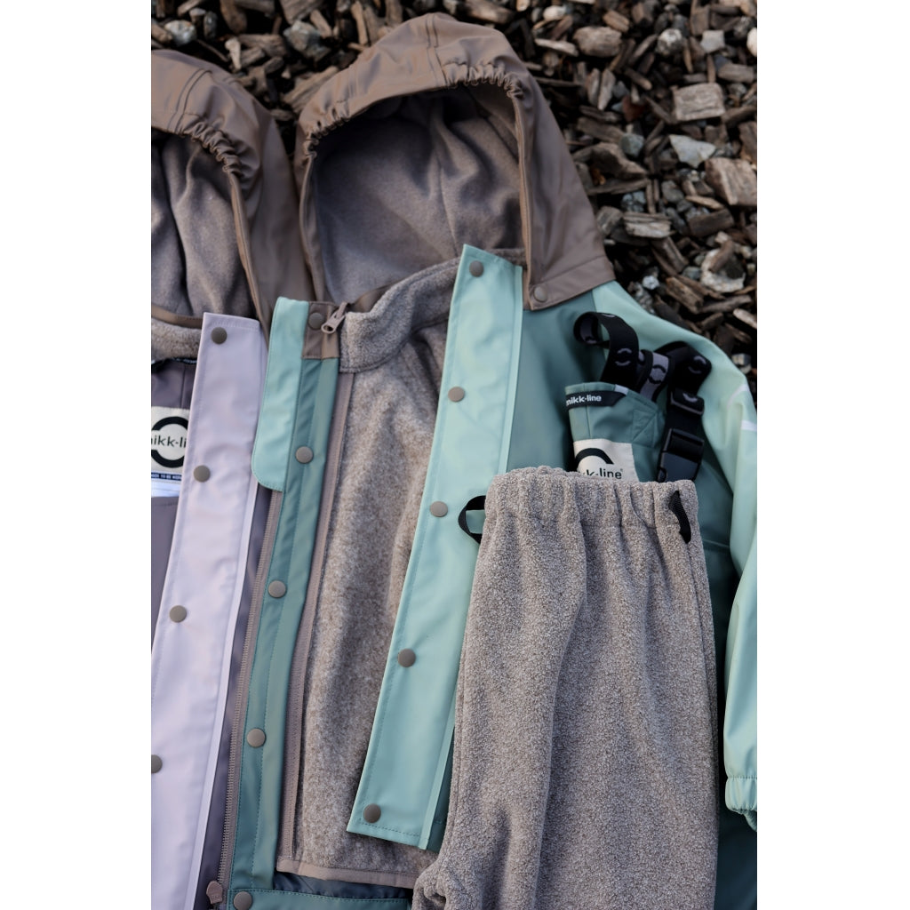 Mikk-Line PU Regntøj Fleece Foret (smækbukser 74-104) Regntøj Balsam Green
