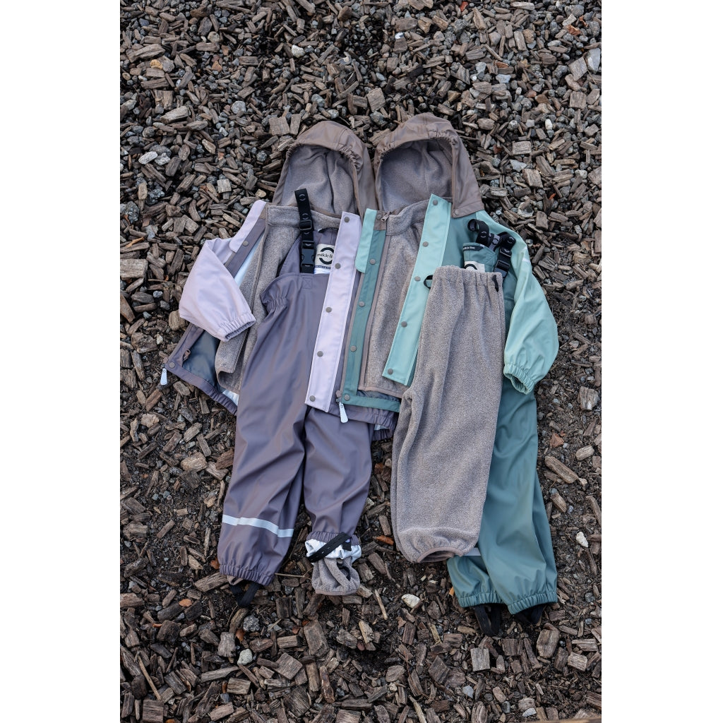 Mikk-Line PU Regntøj Fleece Foret (smækbukser 74-104) Regntøj Balsam Green