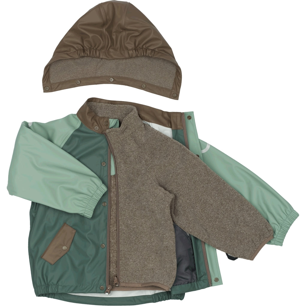 Mikk-Line PU Regntøj Fleece Foret (smækbukser 74-104) Regntøj Balsam Green