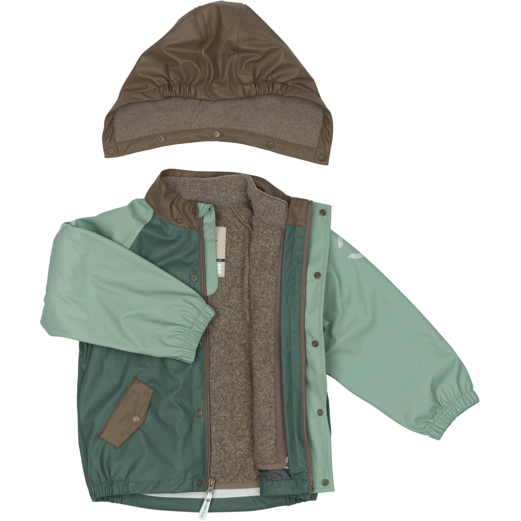 Mikk-Line PU Regntøj Fleece Foret (smækbukser 74-104) Regntøj Balsam Green