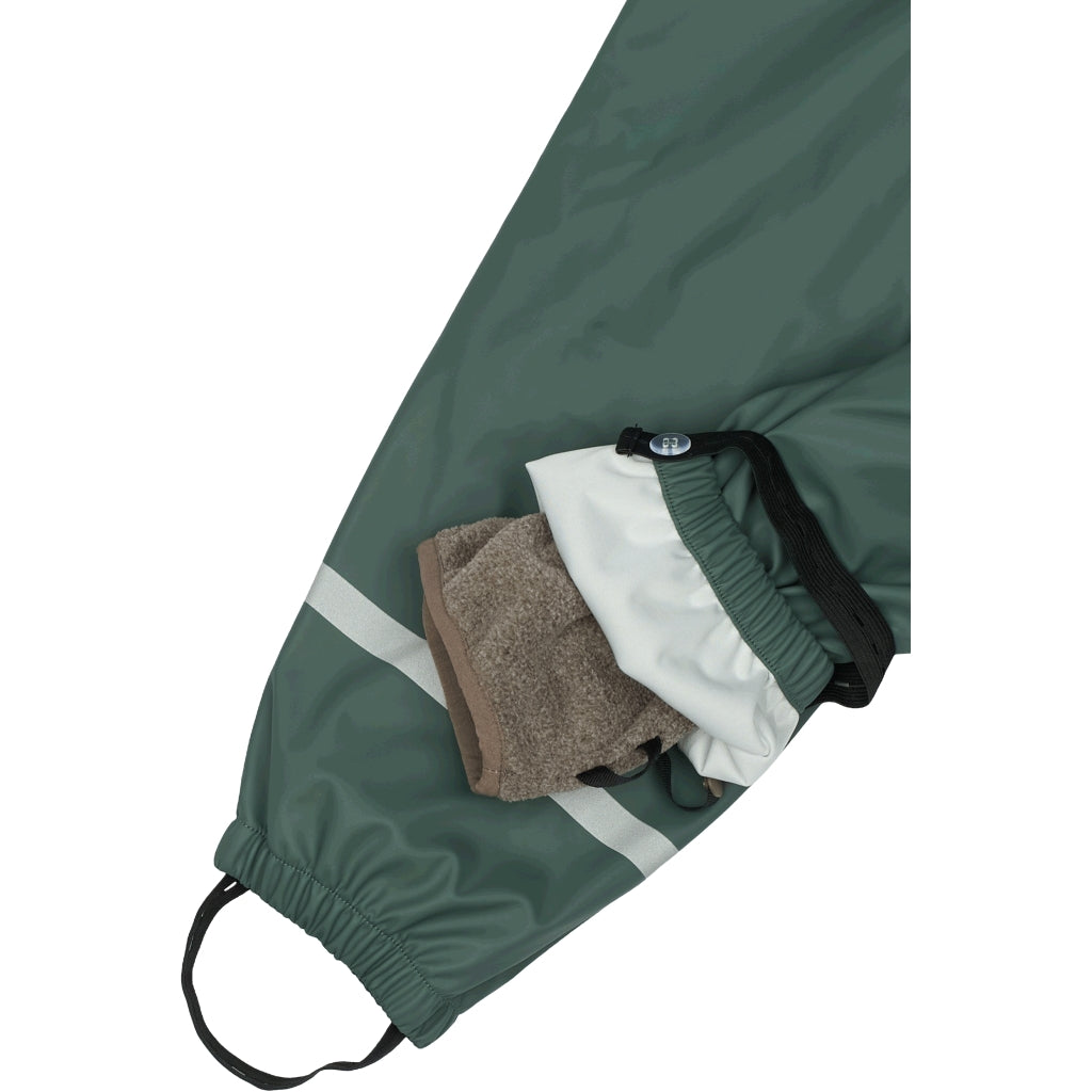 Mikk-Line PU Regntøj Fleece Foret (smækbukser 74-104) Regntøj Balsam Green