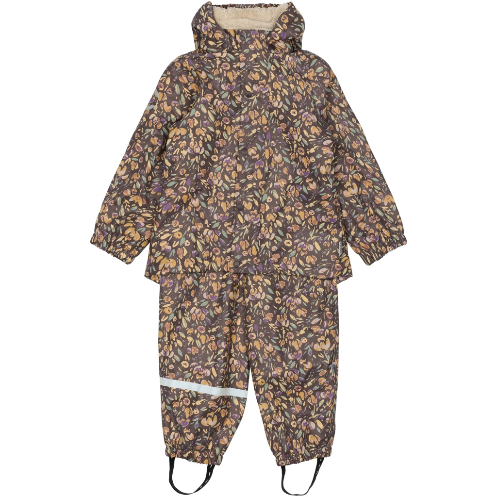 Mikk-Line PU/Teddy Regntøj Blomster Print (smækbukser 74-104) Regntøj Raisin