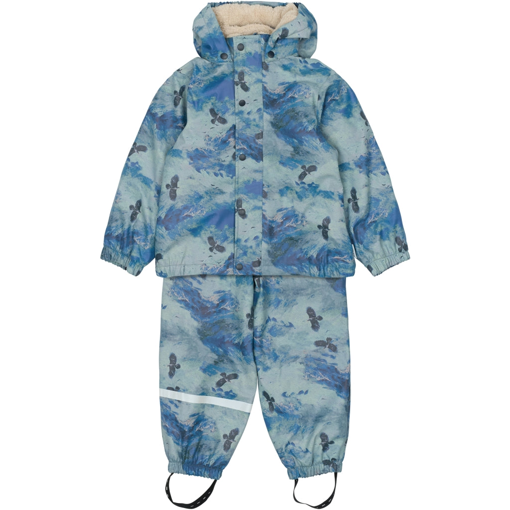 Mikk-Line PU/Teddy Regntøj Planet Print (smækbukser 74-104) Regntøj Blue Nights