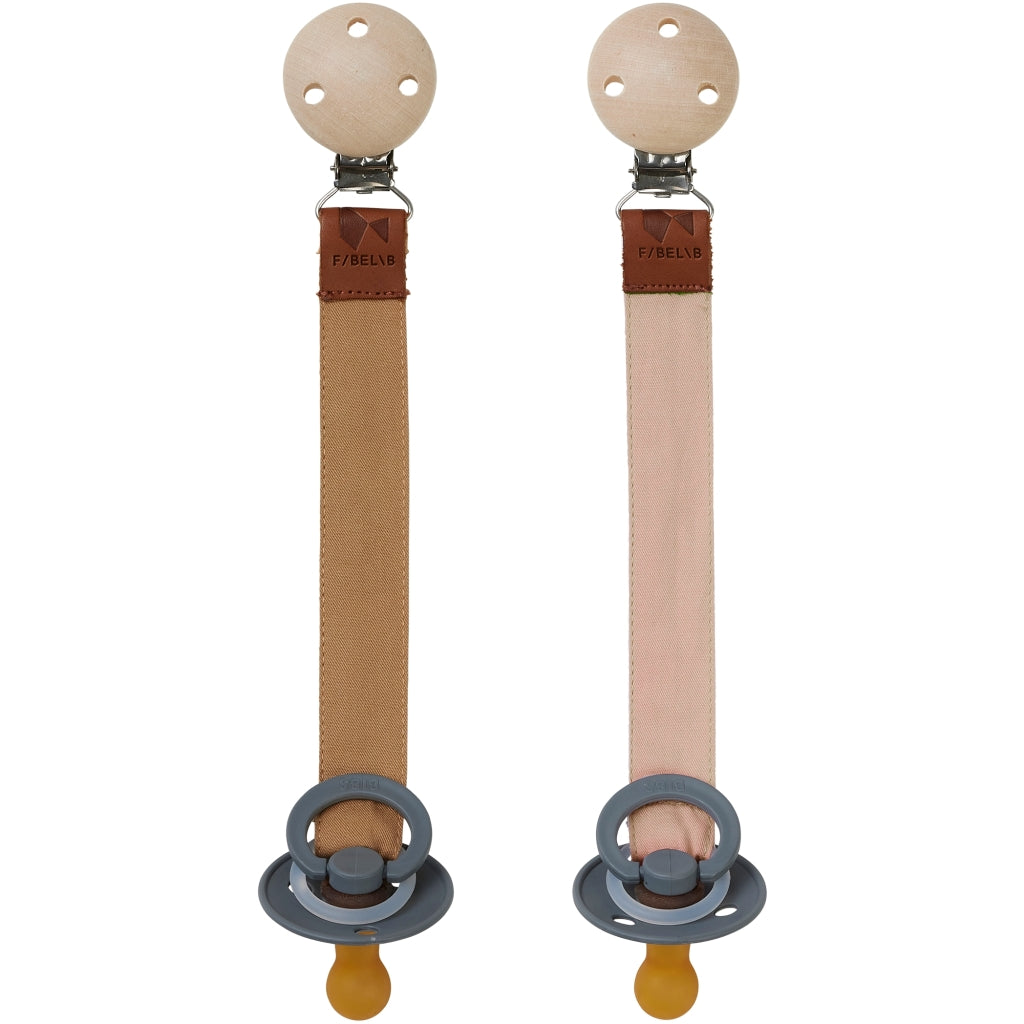 Fabelab Pacifier Strap - Dusty Rose Mix - 2 pack Cuddles & Comforters & Teethers Multi Colours