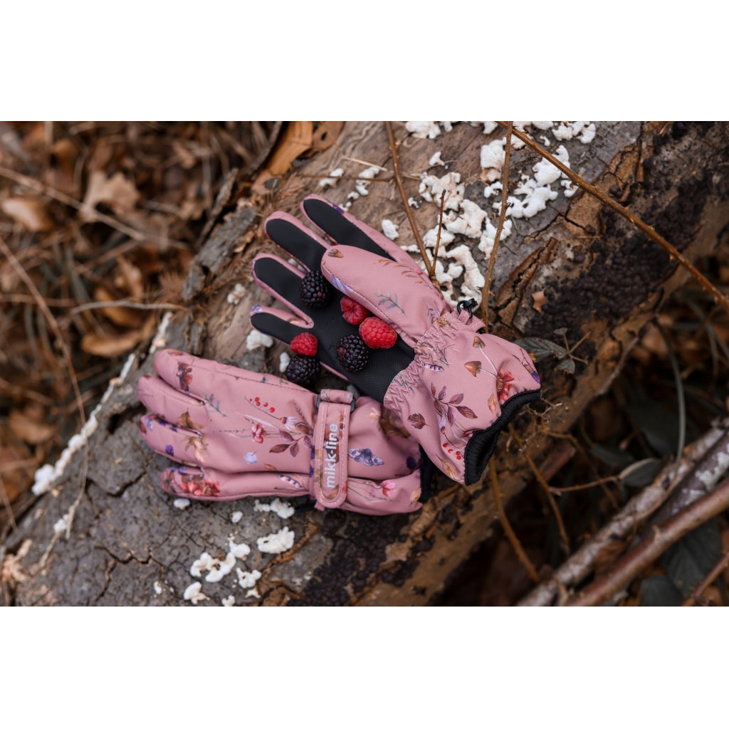 Mikk-Line Polyester Handsker med Blomster Print Accessories Burlwood
