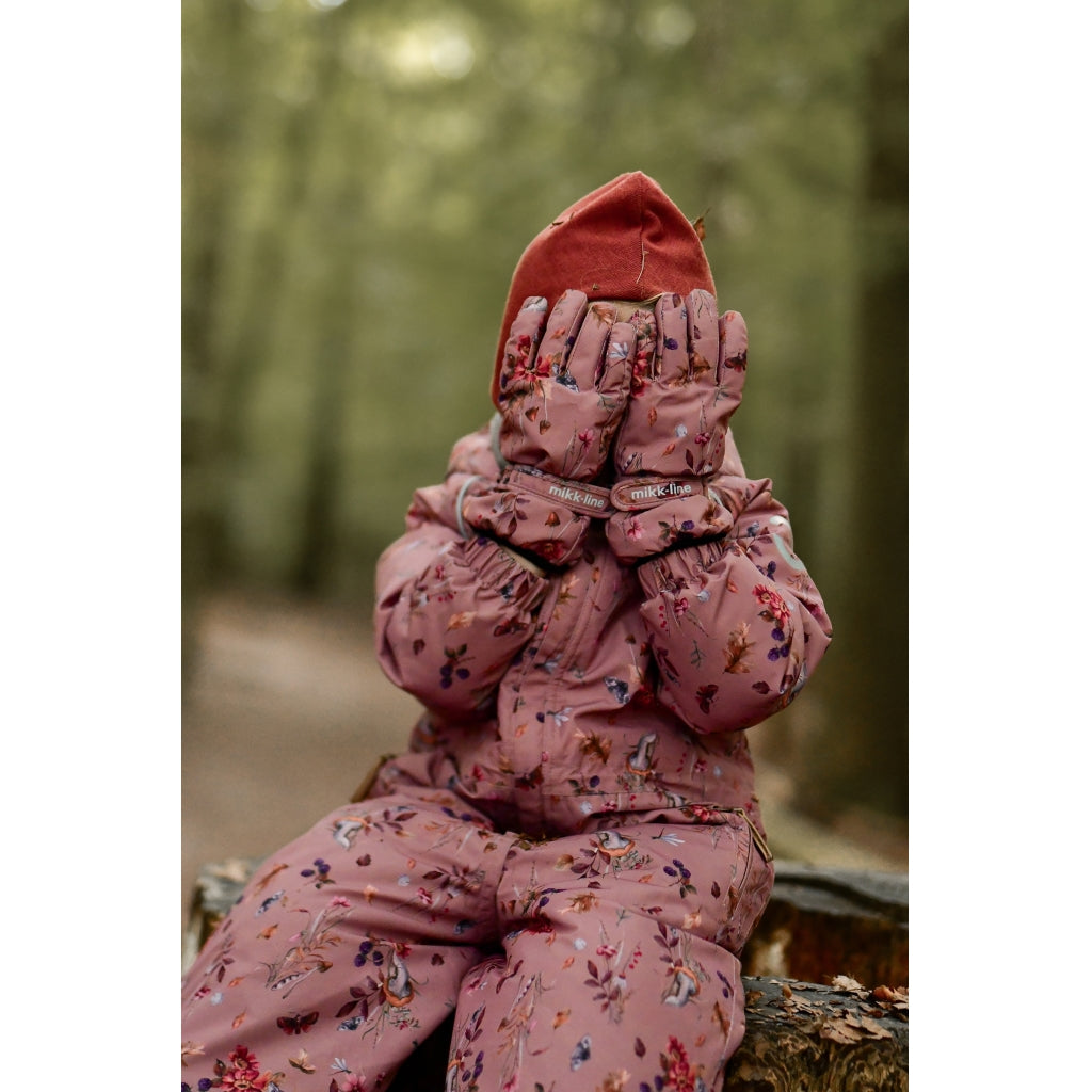 Mikk-Line Polyester Handsker med Blomster Print Accessories Burlwood