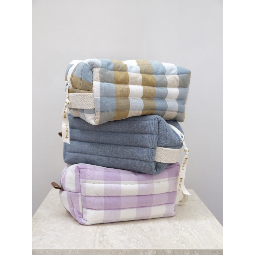 Fabelab Quilted Toiletry Bag - Cottage Blue Checks Toiletry Bags Cottage Blue