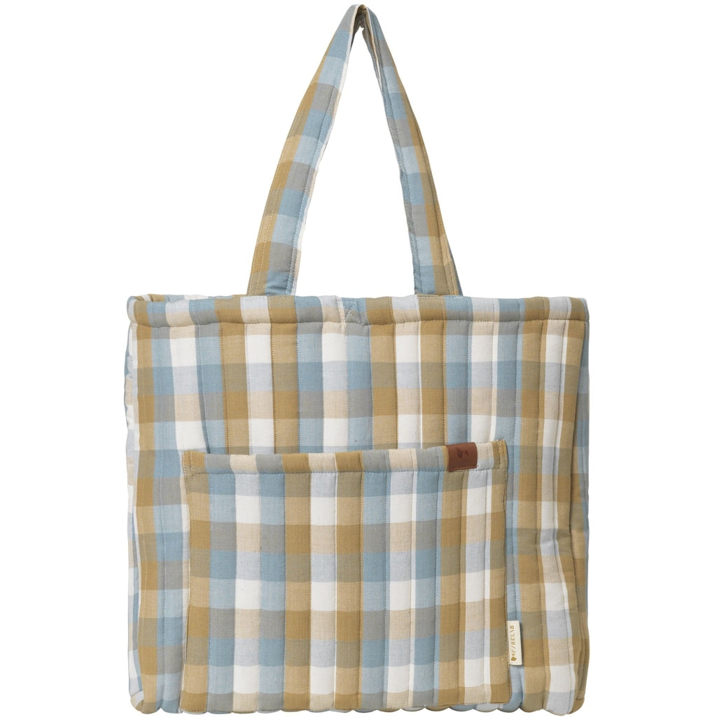 Fabelab Qulited Tote Bag - Cottage Blue Checks Bags & Backpacks Cottage Blue