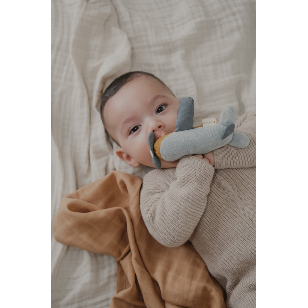 Fabelab Rattle - Airplane - Little Flyers Baby Toys Slate