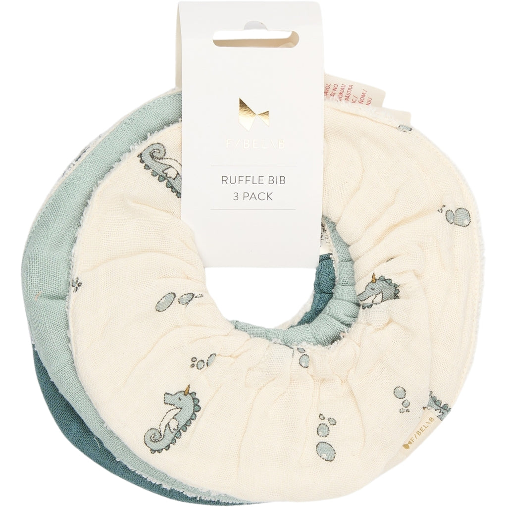 Fabelab Ruffle Bib 3-pack - Under The Sea Hagesmække og savlesmække Goblin Blue