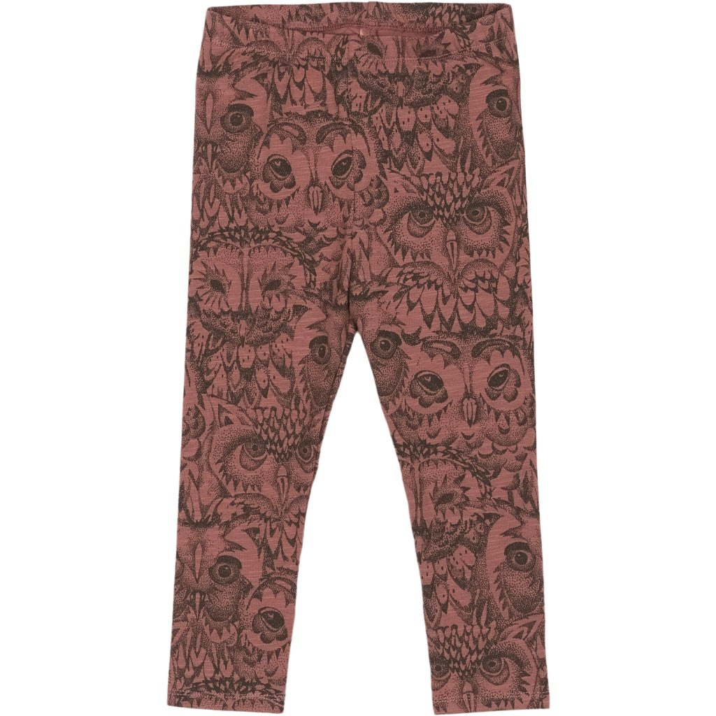 Soft Gallery SGPaula Baby Leggings Ugle Print Leggings Mørkerød (Burlwood)