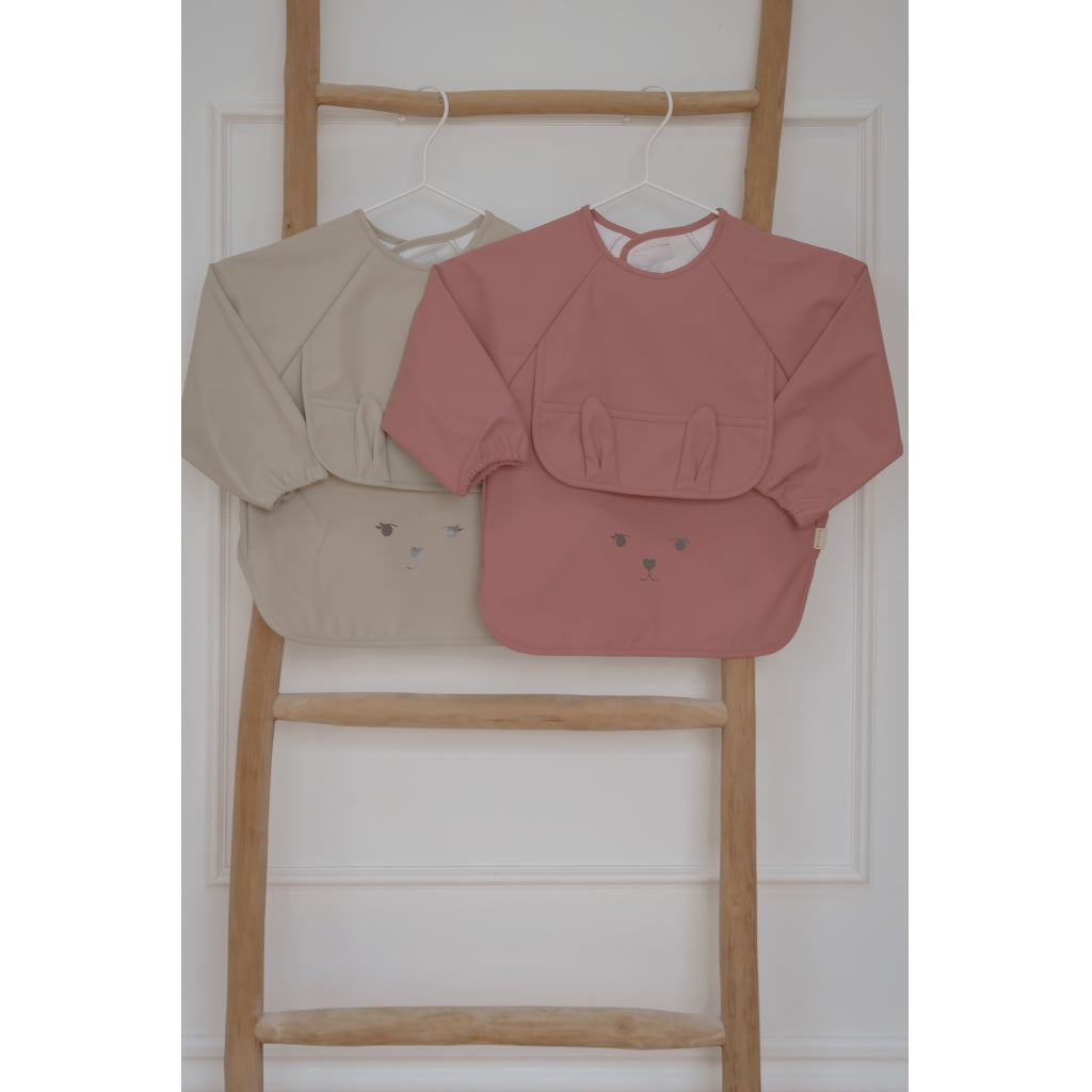 Fabelab Sleeve Bib 2-pack - Bunny Solid Hagesmække og savlesmække Ash Rose