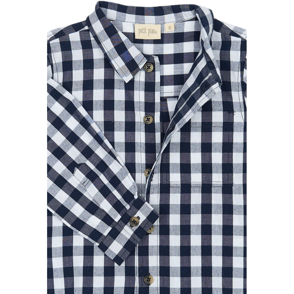 PETIT PIAO Sweat Shirt Motif Skjorter BLUE CHECK