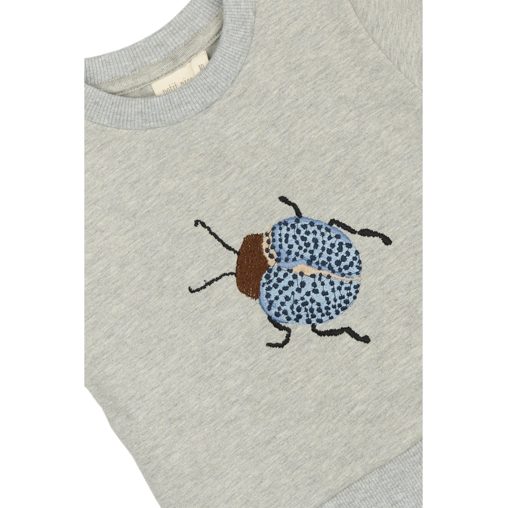 PETIT PIAO Sweat Shirt Motif Sweatshirt Light Grey Melange