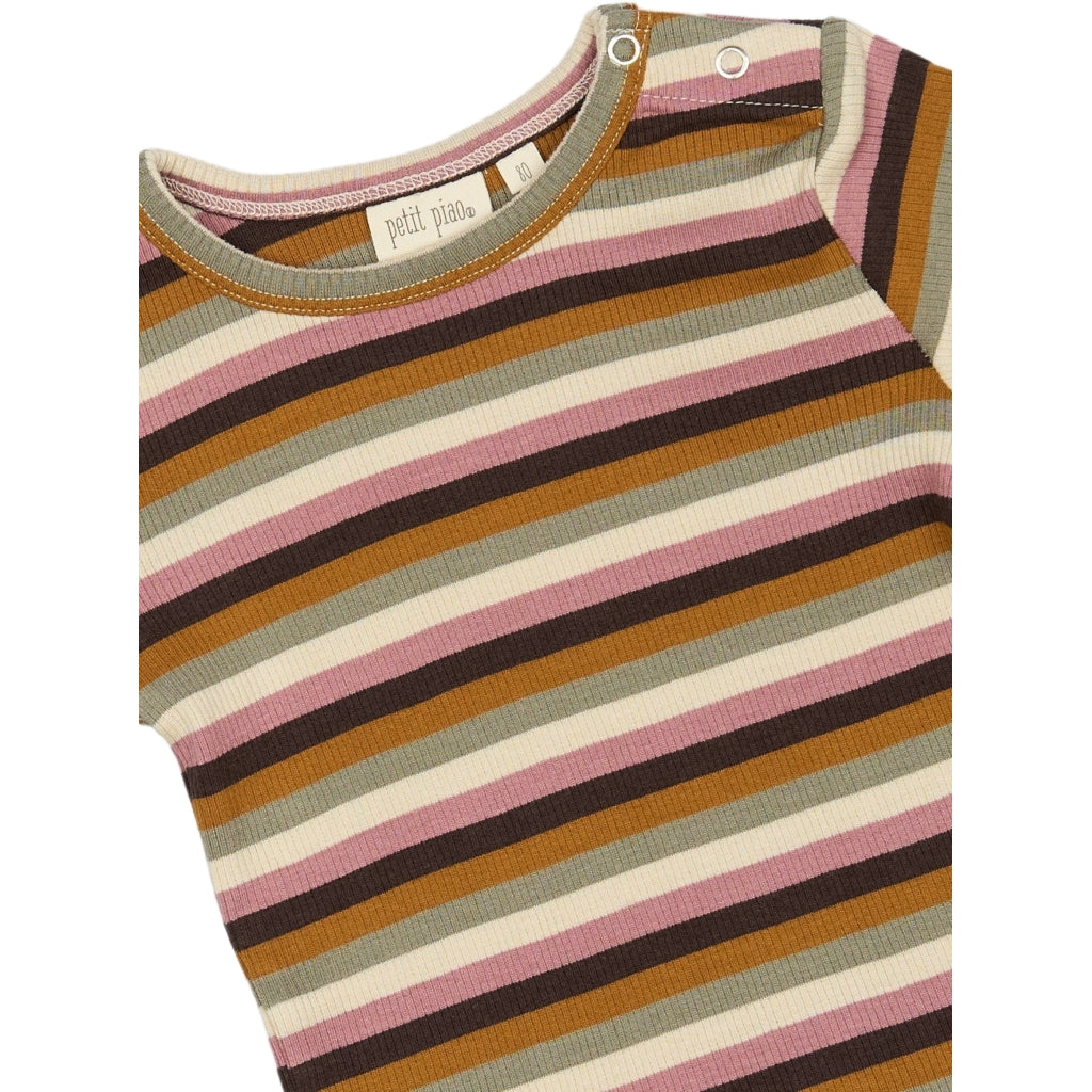 PETIT PIAO T-shirt L/S Modal Multi Striped Langærmet bluse Nostalgic rose multi stripe
