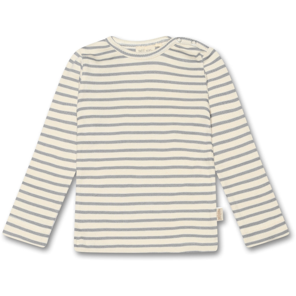 PETIT PIAO T-shirt L/S Modal Striped Langærmet bluse Blue mist