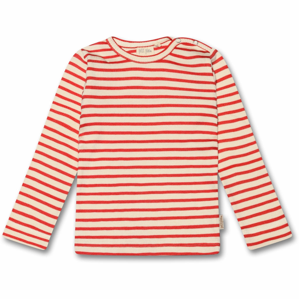 PETIT PIAO T-shirt L/S Modal Striped Langærmet bluse Bright Red