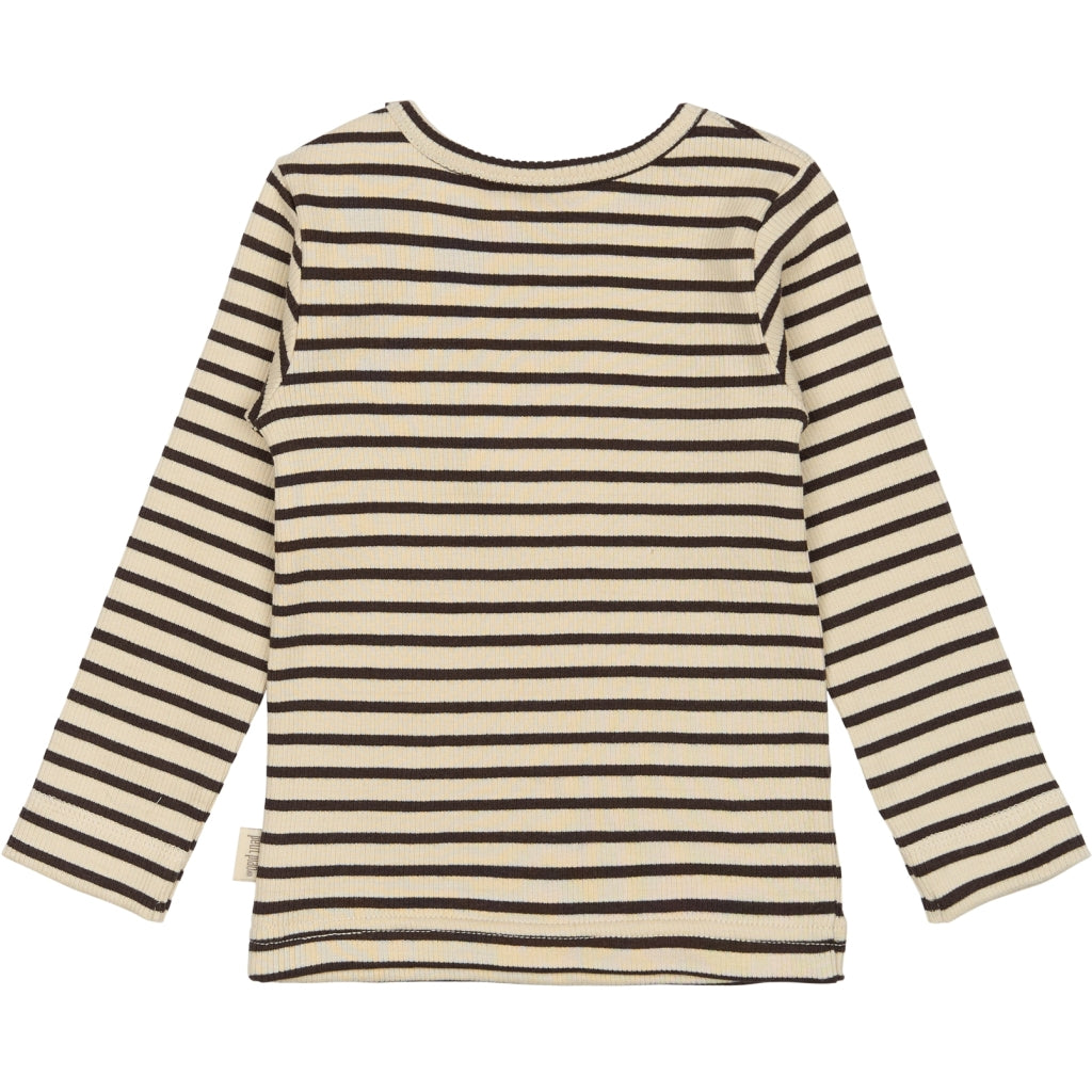 PETIT PIAO T-shirt L/S Modal Striped Langærmet bluse Coffee bean/off white