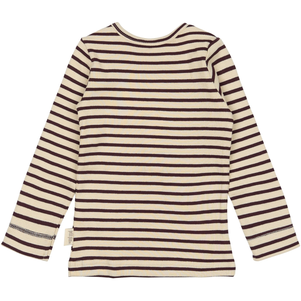 PETIT PIAO T-shirt L/S Modal Striped Langærmet bluse Dark Grape/off white