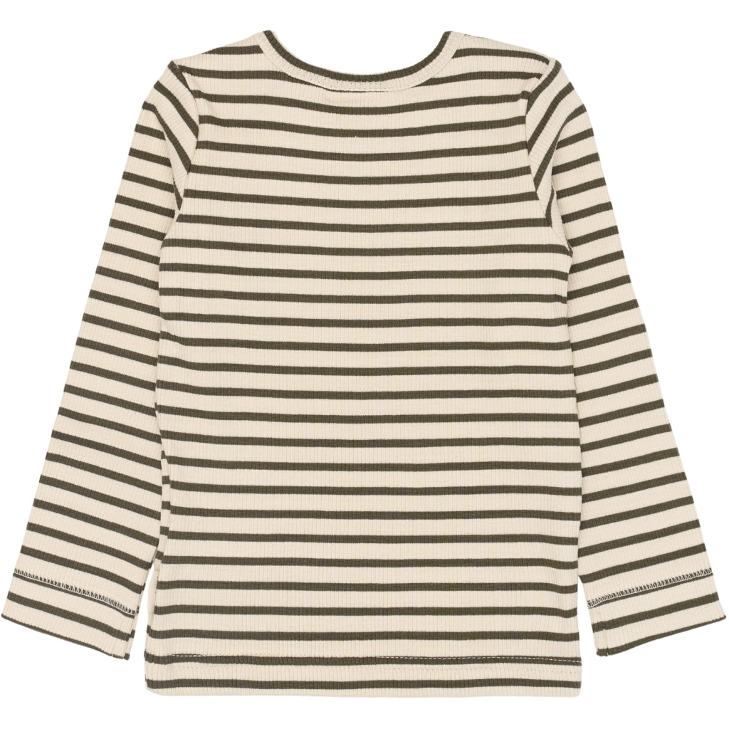 PETIT PIAO T-shirt L/S Modal Striped Langærmet bluse Green leaf/off white