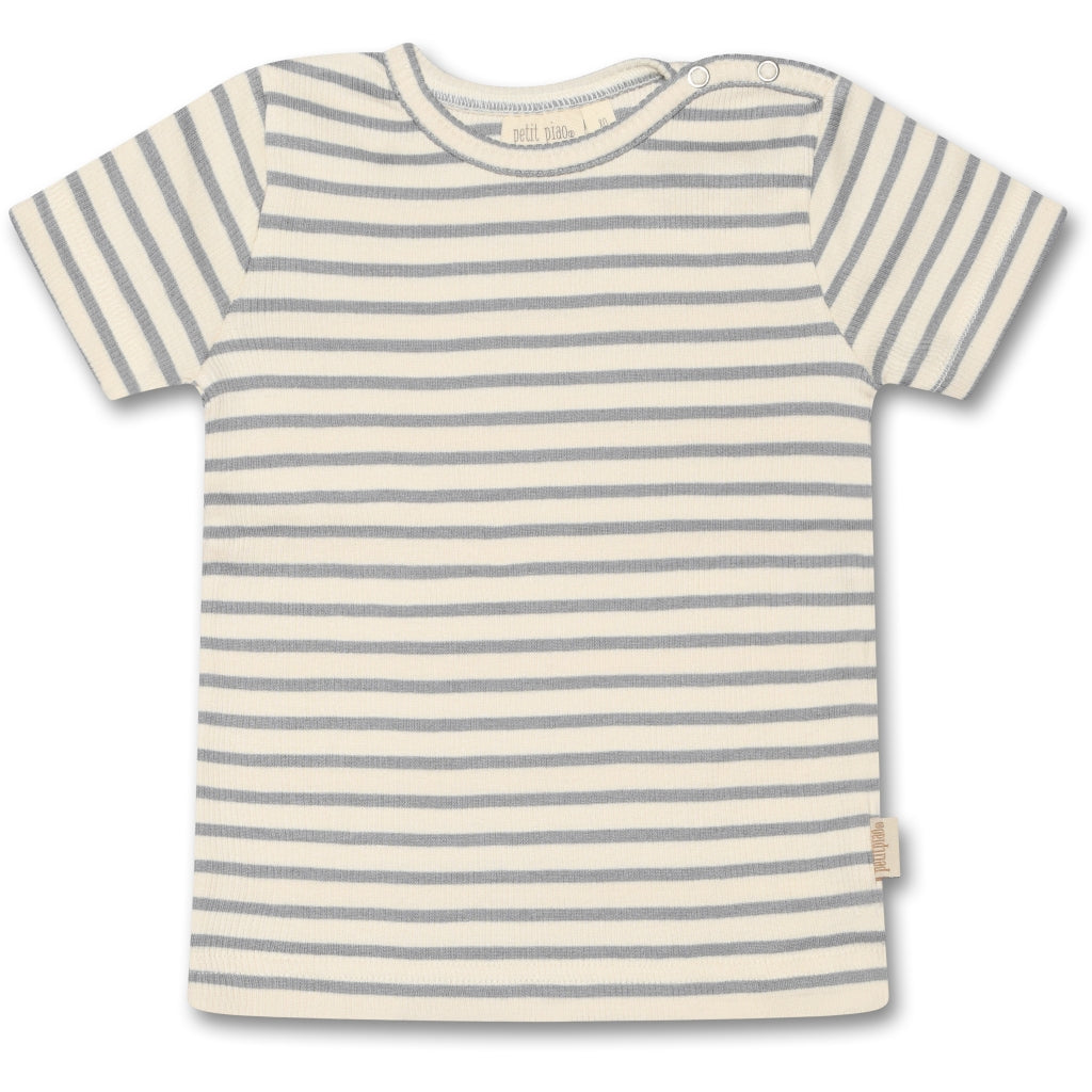 PETIT PIAO T-shirt S/S Modal Striped T-shirt Blue mist