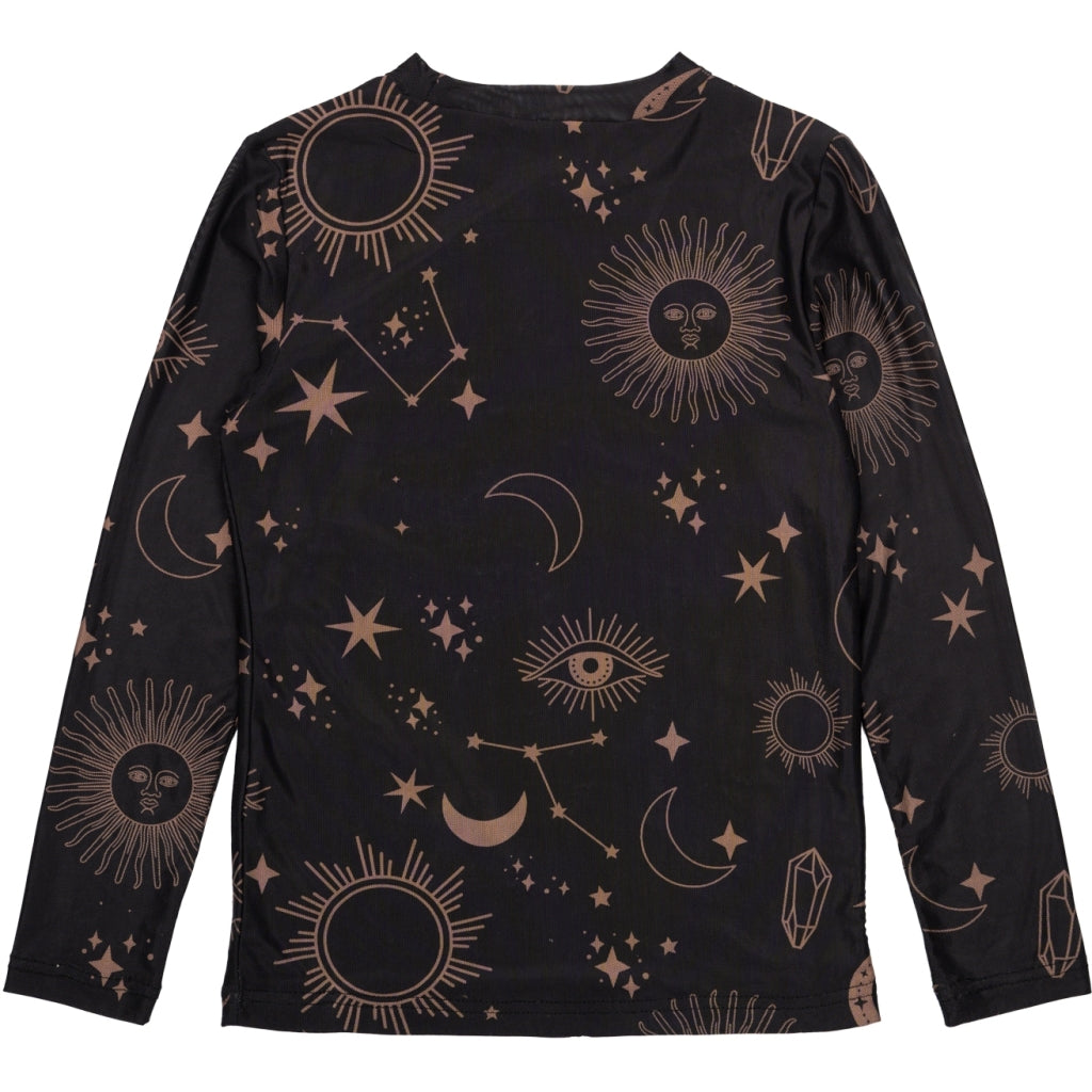 THE NEW TNMia Langærmet Mesh Bluse Langærmet bluse Black Beauty Astro AOP