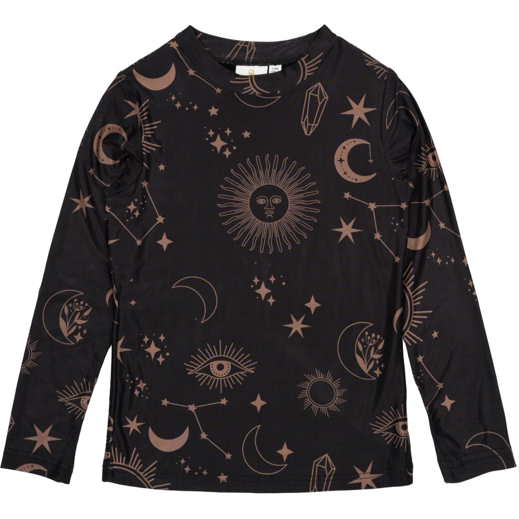 THE NEW TNMia Langærmet Mesh Bluse Langærmet bluse Black Beauty Astro AOP