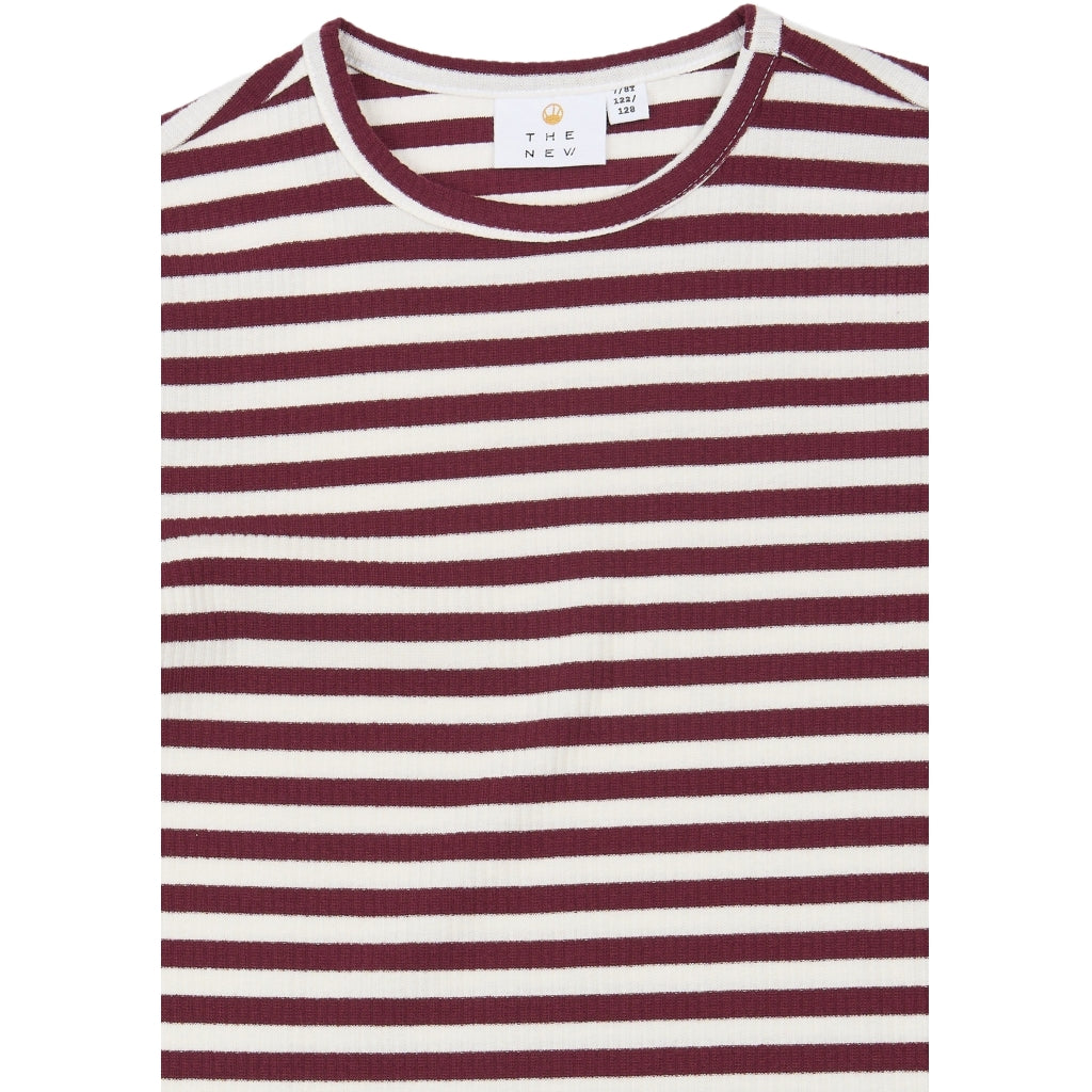 THE NEW TNMoore Long-Sleeved Rib Bluse Langærmet bluse Gardenia Striped